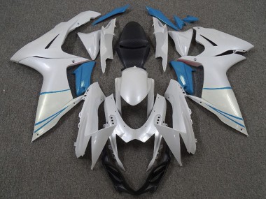 Billigste Suzuki GSXR 600 / GSXR 750 Motorrad Verkleidung 2011-2024 - Perl Weiss und Hellblau