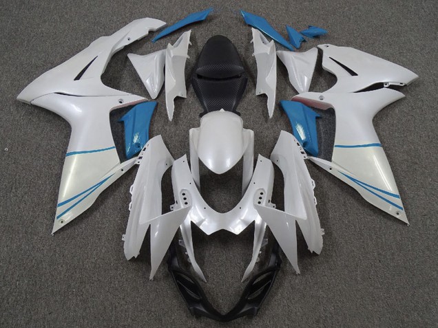Billigste Suzuki GSXR 600 / GSXR 750 Motorrad Verkleidung 2011-2024 - Perl Weiss und Hellblau