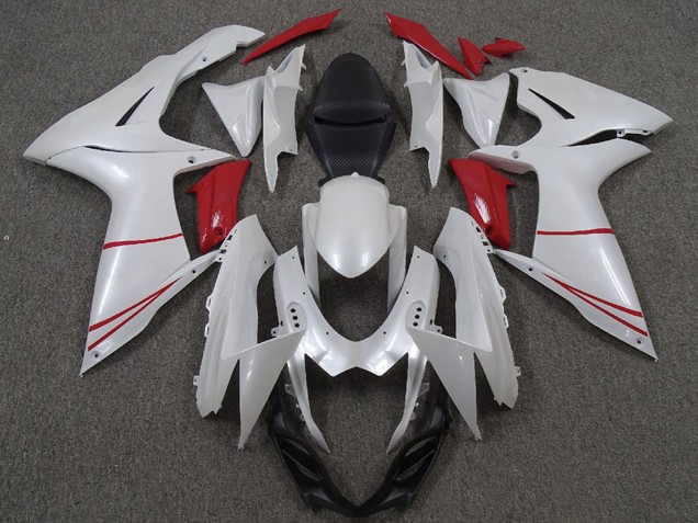 Billigste Suzuki GSXR 600 / GSXR 750 Motorrad Verkleidung 2011-2024 - Perl Weiss und Rot