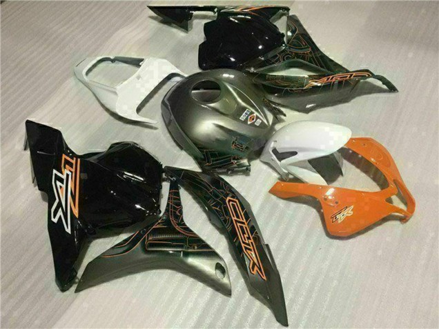 Billigste Honda CBR600RR Motorrad Verkleidung 2009-2012 - Weiss Orange Glanzendes Schwarz