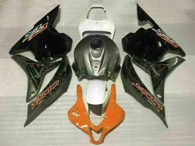 Billigste Honda CBR600RR Motorrad Verkleidung 2009-2012 - Weiss Orange Glanzendes Schwarz