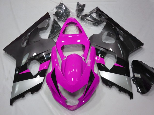 Billigste Suzuki GSXR 600 / GSXR 750 Motorrad Verkleidung 2004-2005 - Rosa Silber Schwarz