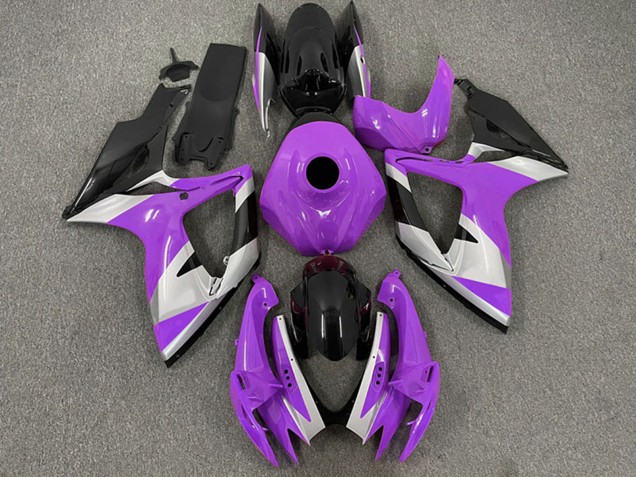 Billigste Suzuki GSXR 600 / GSXR 750 Motorrad Verkleidung 2006-2007 - Lila Silber Glanzendes Schwarz