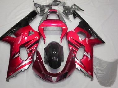 Billigste Suzuki GSXR 600 / GSXR 750 Motorrad Verkleidung 2001-2003 - Rot Silber Glanzendes Schwarz