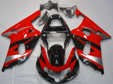 Billigste Suzuki GSXR 600 / GSXR 750 Motorrad Verkleidung 2001-2003 - Rot Silber Glanzendes Schwarz OEM Stil