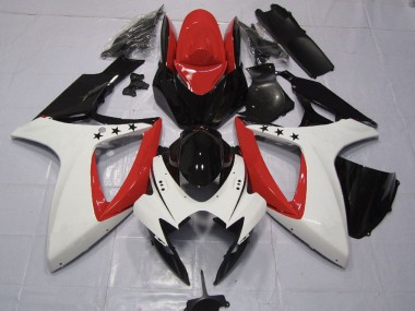 Billigste Suzuki GSXR 600 / GSXR 750 Motorrad Verkleidung 2006-2007 - Rot Weiss Glanzendes Schwarz