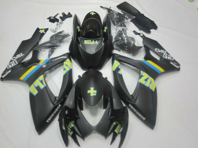 Billigste Suzuki GSXR 600 / GSXR 750 Motorrad Verkleidung 2006-2007 - Matt Schwarz Blau Gelb Rizla