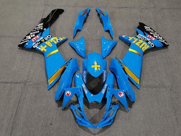 Billigste Suzuki GSXR 600 / GSXR 750 Motorrad Verkleidung 2011-2024 - Blau Gelb Gold Schwarz Rizla
