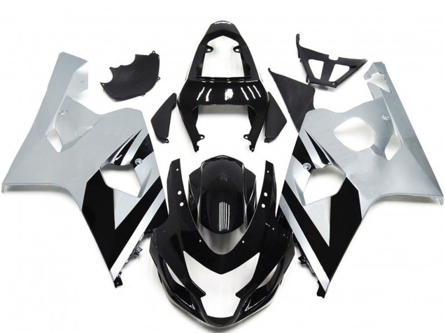 Billigste Suzuki GSXR 600 / GSXR 750 Motorrad Verkleidung 2004-2005 - Weiss Glanzendes Schwarz OEM Stil