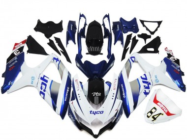 Billigste Suzuki GSXR 600 / GSXR 750 Motorrad Verkleidung 2008-2010 - Weiss Silber Blau Schwarz Tyco