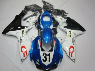 Billigste Suzuki GSXR 600 / GSXR 750 Motorrad Verkleidung 2011-2024 - Weiss Blau Glanzendes Schwarz Vesrah 31