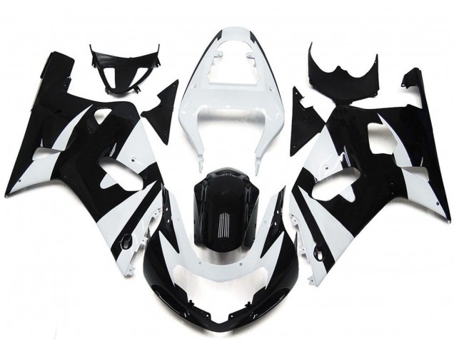 Billigste Suzuki GSXR 600 / GSXR 750 Motorrad Verkleidung 2001-2003 - Weiss Glanzendes Schwarz OEM Stil