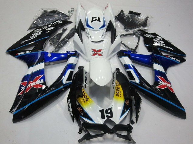 Billigste Suzuki GSXR 600 / GSXR 750 Motorrad Verkleidung 2008-2010 - Weiss Blau Schwarz Gelb Rot X Dunkel Dog 19