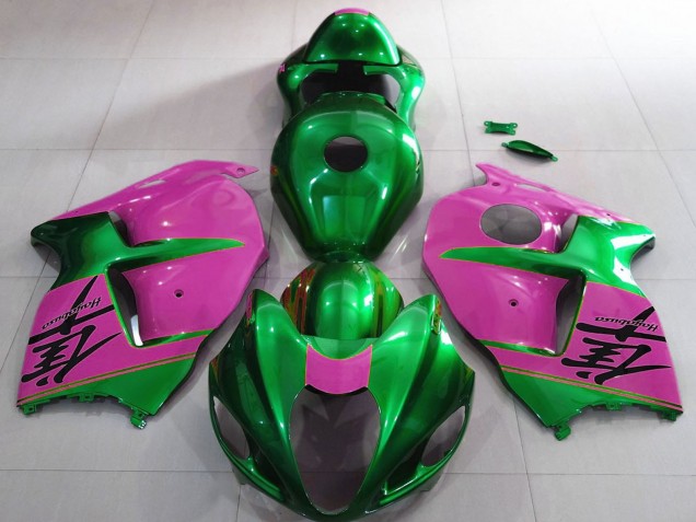 Billigste Suzuki GSXR 1300 Motorrad Verkleidung 1996-2007 - Glanzendes Grun und Rosa