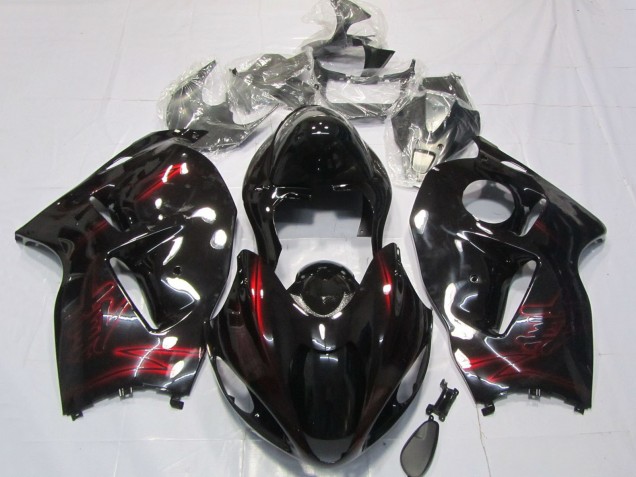 Billigste Suzuki GSXR 1300 Motorrad Verkleidung 1996-2007 - Rot Glanzendes Schwarz