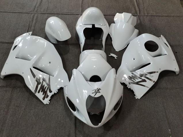 Billigste Suzuki GSXR 1300 Motorrad Verkleidung 1996-2007 - Weiss OEM Stil mit Silber Aufkleber