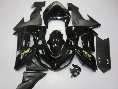 Billigste Kawasaki ZX10R Motorrad Verkleidung 2006-2007 - Glanzendes Schwarz Matt Schwarz und Gold
