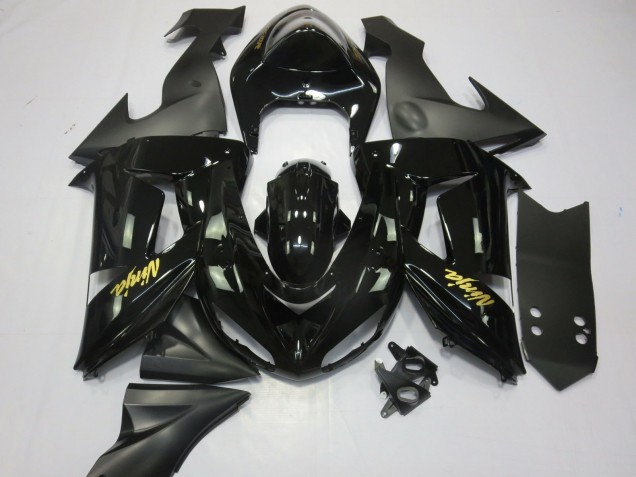 Billigste Kawasaki ZX10R Motorrad Verkleidung 2006-2007 - Glanzendes Schwarz Matt Schwarz und Gold