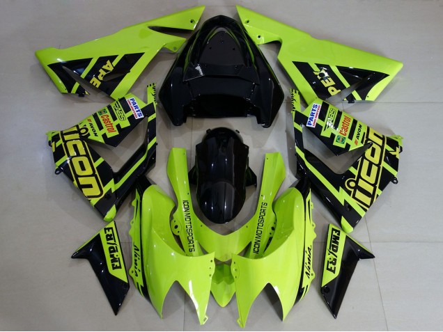 Billigste Kawasaki ZX10R Motorrad Verkleidung 2004-2005 - Massgeschneidert Hohe Sichtbarkeit Gelb