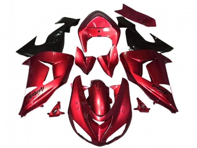 Billigste Kawasaki ZX10R Motorrad Verkleidung 2006-2007 - Rot Glanzendes Schwarz