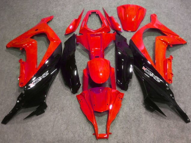 Billigste Kawasaki ZX10R Abs Motorrad Verkleidungen 2016-2020 - Rot Glanzendes Schwarz