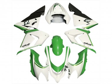 Billigste Kawasaki ZX10R Motorrad Verkleidung 2004-2005 - Glanzendes Weiss Grun