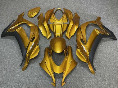 Billigste Kawasaki ZX10R Motorrad Verkleidung 2016-2020 - Gold Schwarz Weiss Ninja