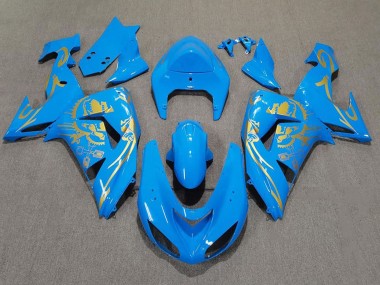 Billigste Kawasaki ZX10R Motorrad Verkleidung 2006-2007 - Hellblau Gold