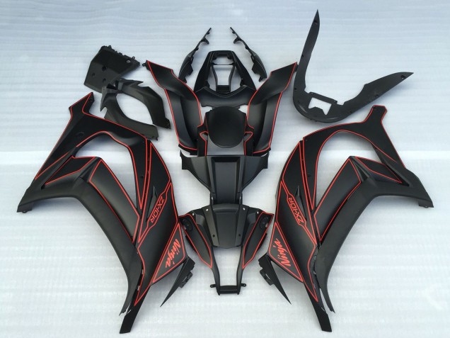 Billigste Kawasaki ZX10R Motorrad Verkleidung 2011-2015 - Matt Schwarz Rot