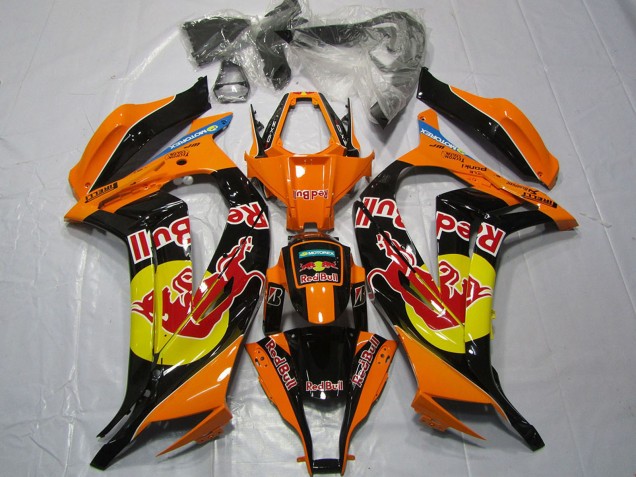 Billigste Kawasaki ZX10R Motorrad Verkleidung 2011-2015 - Orange Gelb Glanzendes Schwarz Red Bull