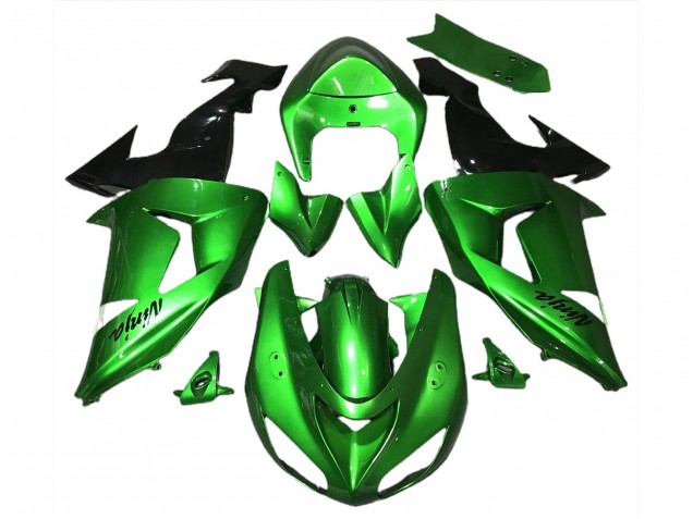Billigste Kawasaki ZX10R Motorrad Verkleidung 2006-2007 - Grun Glanzendes Schwarz