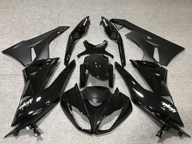 Billigste Kawasaki ZX6R Motorrad Verkleidung 2009-2012 - Glanzendes Schwarz Matt Schwarz