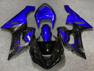 Billigste Kawasaki ZX6R Motorrad Verkleidung 2005-2006 - Blau Glanzendes Schwarz