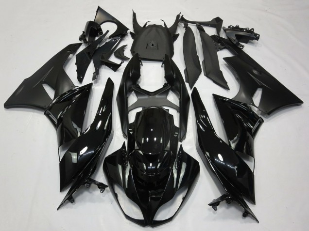 Billigste Kawasaki ZX6R Motorrad Verkleidung 2009-2012 - Glanzendes Schwarz Matt Schwarz