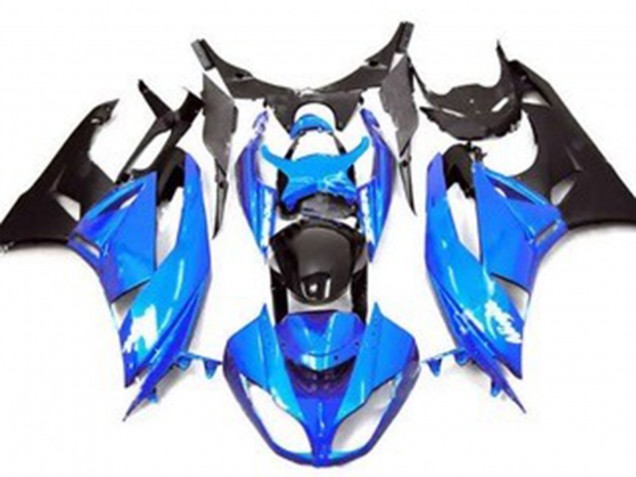 Billigste Kawasaki ZX6R Motorrad Verkleidung 2009-2012 - Blau Glanzendes Schwarz Matt Schwarz