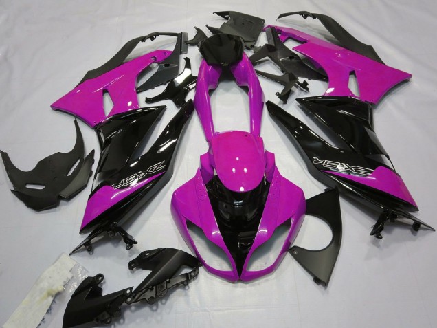 Billigste Kawasaki ZX6R Motorrad Verkleidung 2009-2012 - Rosa Glanzendes Schwarz