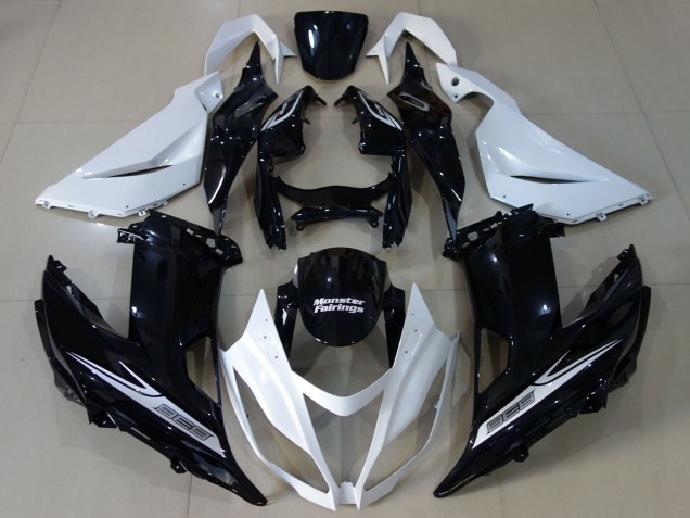 Billigste Kawasaki ZX6R Motorrad Verkleidung 2013-2018 - Weiss Glanzendes Schwarz