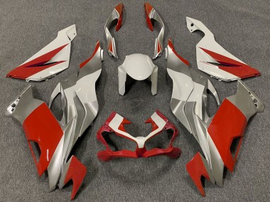Billigste Kawasaki ZX6R Motorrad Verkleidung 2019-2022 - Weiss Silber Rot