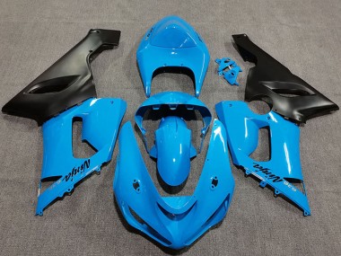 Billigste Kawasaki ZX6R Motorrad Verkleidung 2005-2006 - Vibrant Blau Matt Schwarz