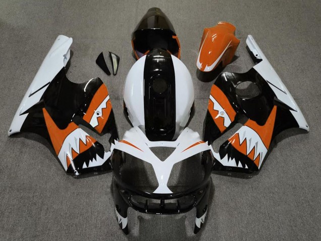 Billigste Kawasaki ZX12R Motorrad Verkleidung 2002-2006 - Orange Schwarz Weiss Hai