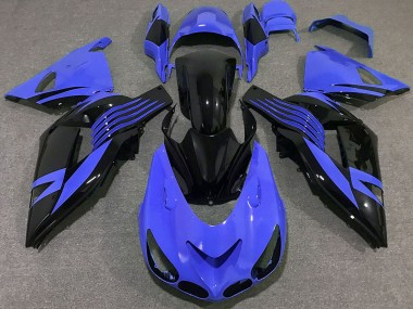 Billigste Kawasaki ZX14R Motorrad Verkleidung 2006-2011 - Blau Glanzendes Schwarz