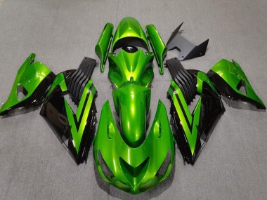 Billigste Kawasaki ZX14R Motorrad Verkleidung 2006-2011 - Grun Glanzendes Schwarz