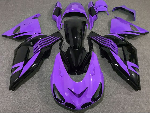 Billigste Kawasaki ZX14R Motorrad Verkleidung 2006-2011 - Lila Glanzendes Schwarz