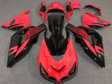 Billigste Kawasaki ZX14R Motorrad Verkleidung 2006-2011 - Rot Glanzendes Schwarz