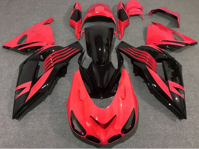Billigste Kawasaki ZX14R Motorrad Verkleidung 2006-2011 - Rot Glanzendes Schwarz