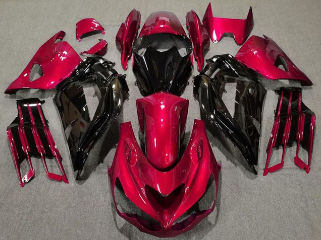 Billigste Kawasaki ZX14R Motorrad Verkleidung 2012-2024 - Rot Glanzendes Schwarz