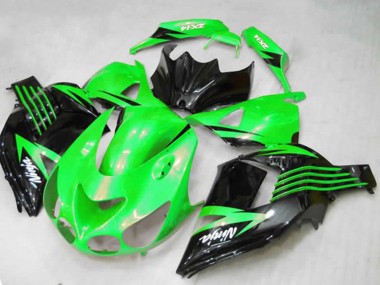 Billigste Kawasaki ZX14R Motorrad Verkleidung 2012-2024 - Grun Glanzendes Schwarz Weiss Ninja