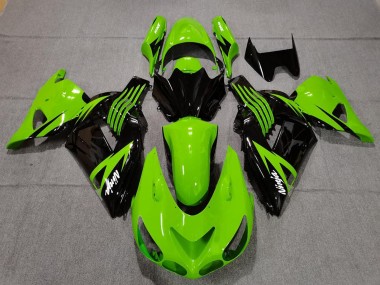 Billigste Kawasaki ZX14R Motorrad Verkleidung 2006-2011 - Grun Glanzendes Schwarz Weiss Ninja