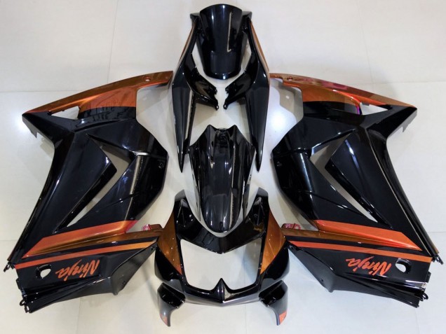 Billigste Kawasaki Ninja 250 Motorrad Verkleidung 2008-2012 - Glanzendes Schwarz Orange