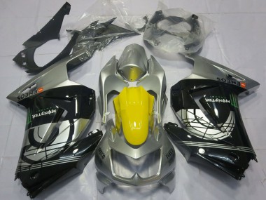 Billigste Kawasaki Ninja 250 Motorrad Verkleidung 2008-2012 - Silber Gelb Glanzendes Schwarz